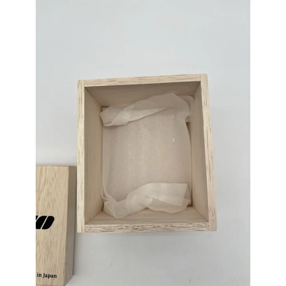 New Tajima Glass Sato Mount Fuji Rocks Glass with Wooden Box Tokyo Japan